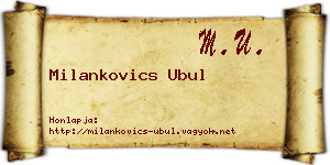 Milankovics Ubul névjegykártya